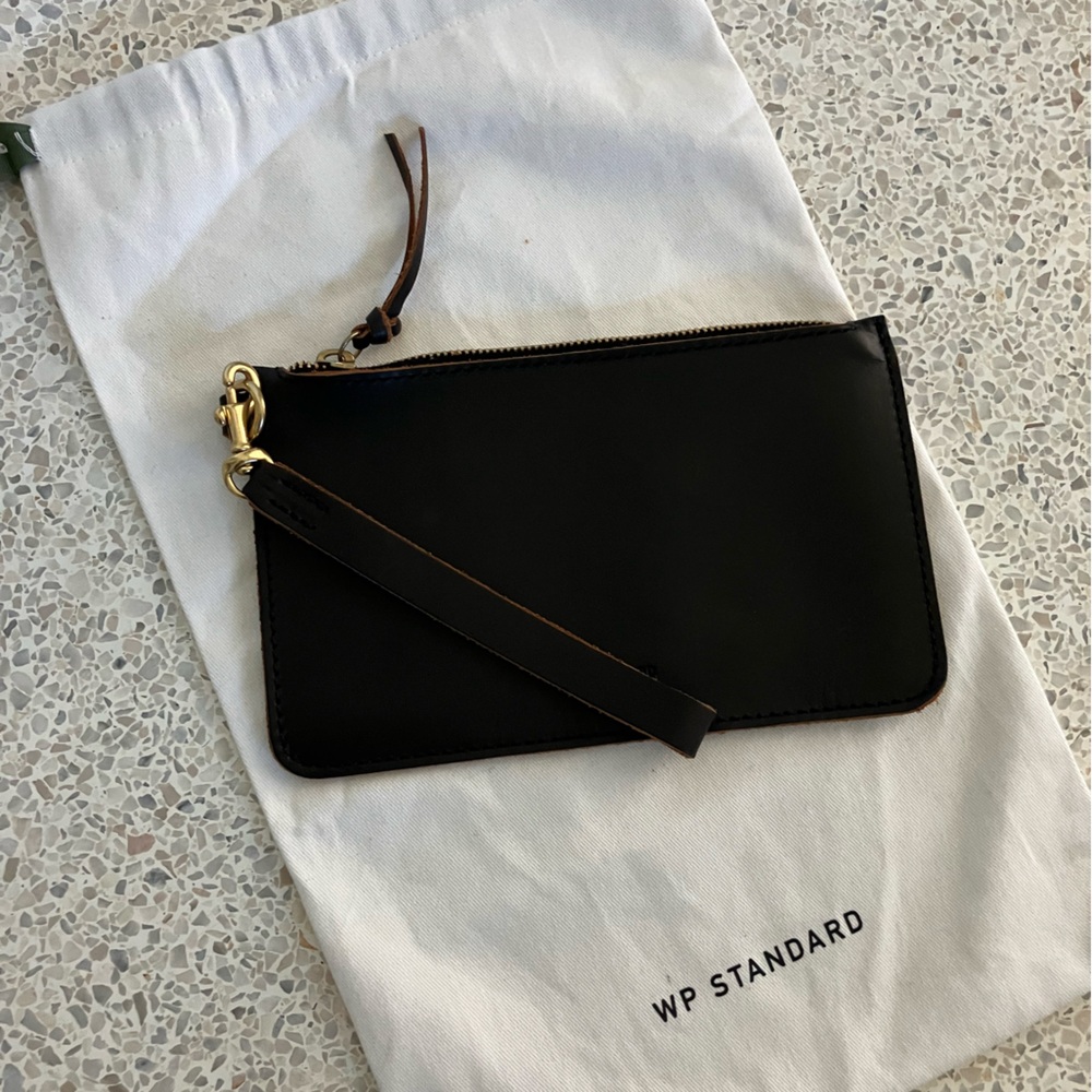 WP Standard Black Leather Wristlet
